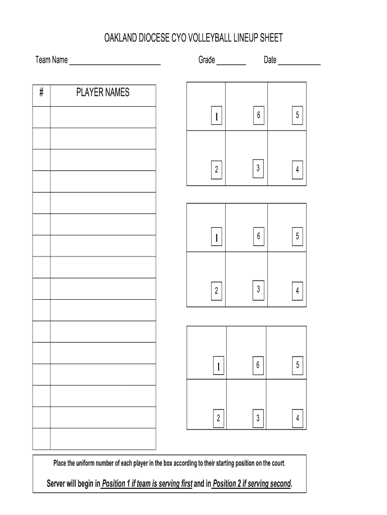 Volleyball Lineup Generator Fill Online Printable Fillable Blank 