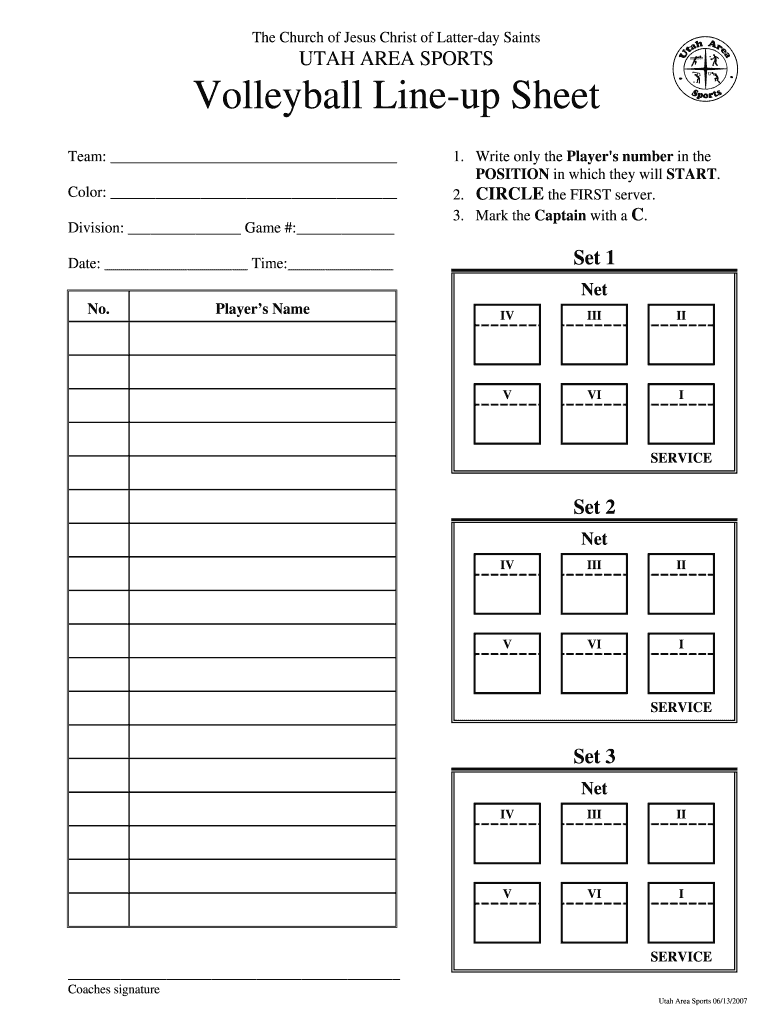 Volleyball Lineup Sheet 2020 2021 Fill And Sign Printable Template 