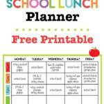 Weekly School Lunch Printable Lunch Planner Printable Lunch Planner