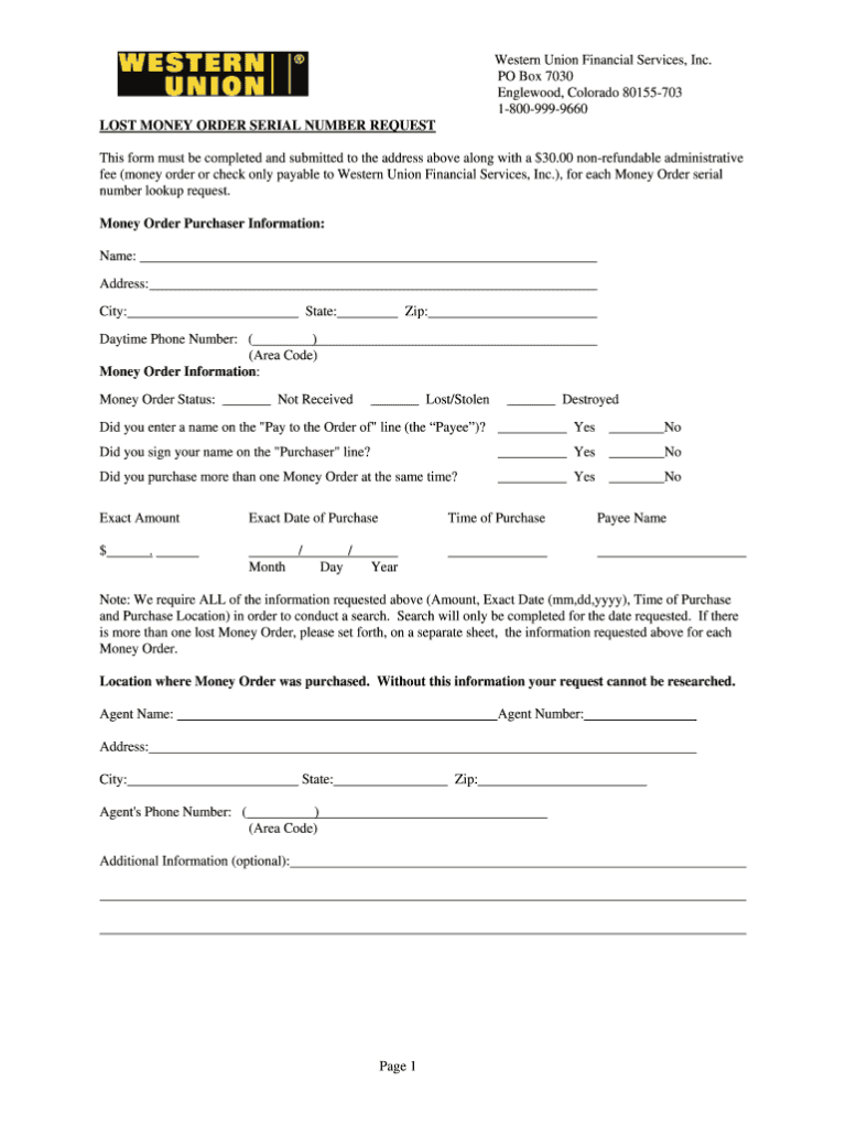 Western Union Form Fill Online Printable Fillable Blank Within