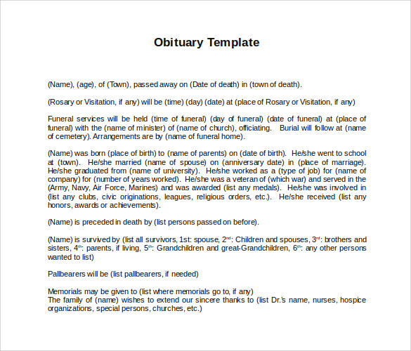 Where To Get An Obituary Template For Free