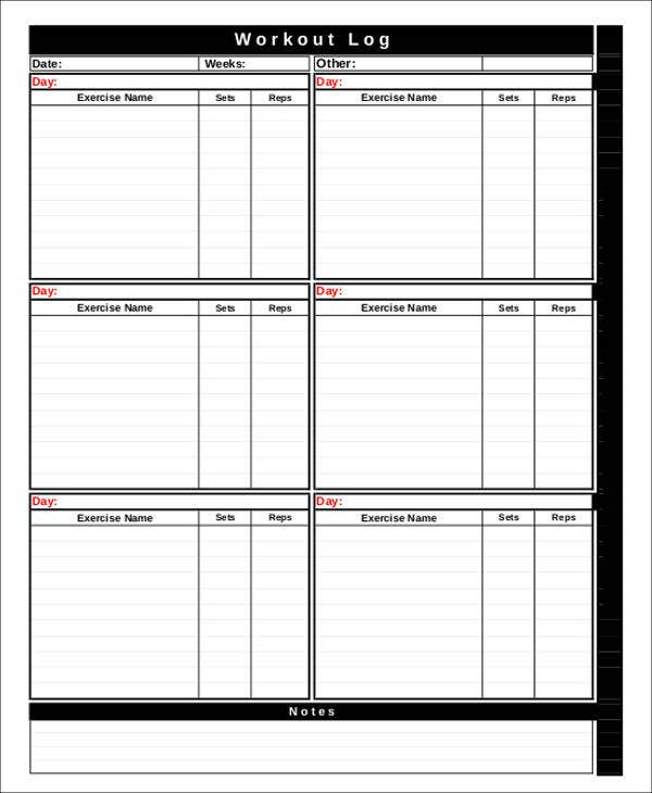Workout Chart Templates 8 Free Word Excel PDF Documents Download