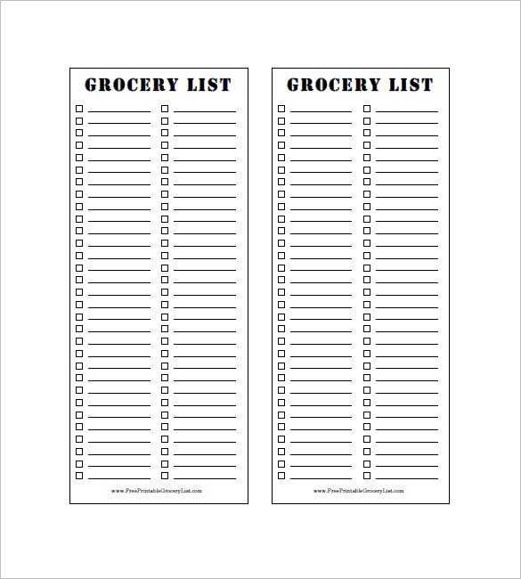 13 Blank Grocery List Templates PDF DOC Xls Free Premium Templates