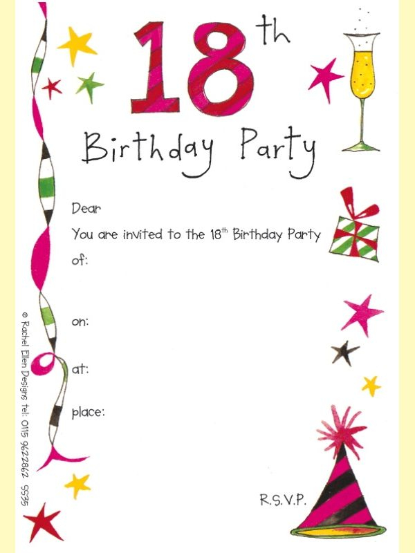 18th Birthday Invitations Template With Birthday Hat Clip Art An