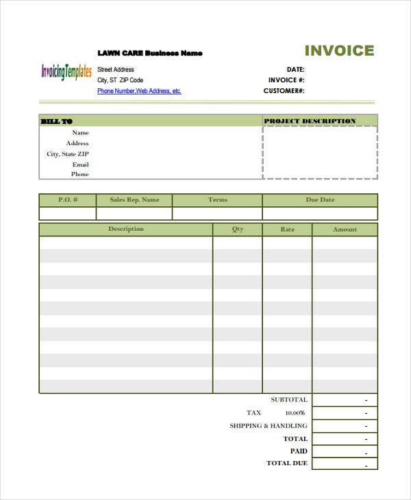 5 Lawn Care Invoice Templates Free Samples Examples Format Download 