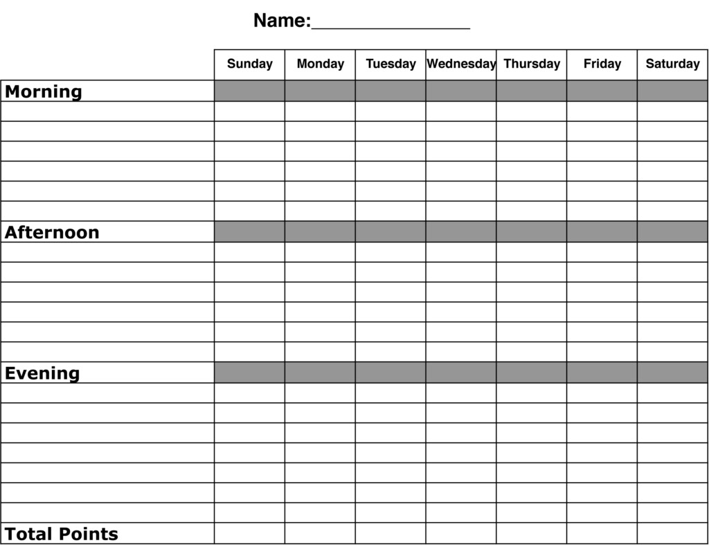 7 Best Blank Printable Chore Charts Printablee