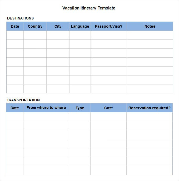 9 Sample Blank Itinerary Templates DOC PDF Free Premium Templates