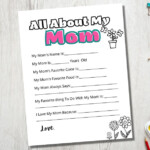 All About My Mom Fill In The Blank Printable For Mother s Etsy Hong Kong