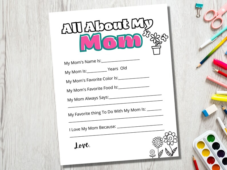 All About My Mom Fill In The Blank Printable For Mother s Etsy Hong Kong