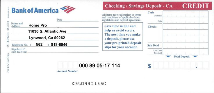 Bank Of America Deposit Slip Format Free Download With Images Bank 