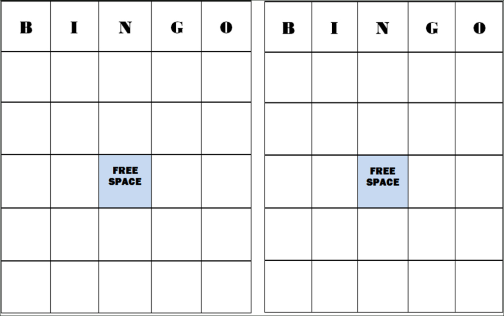Blank Bingo Cards If You Want An Image Of A Standard Bingo Card 