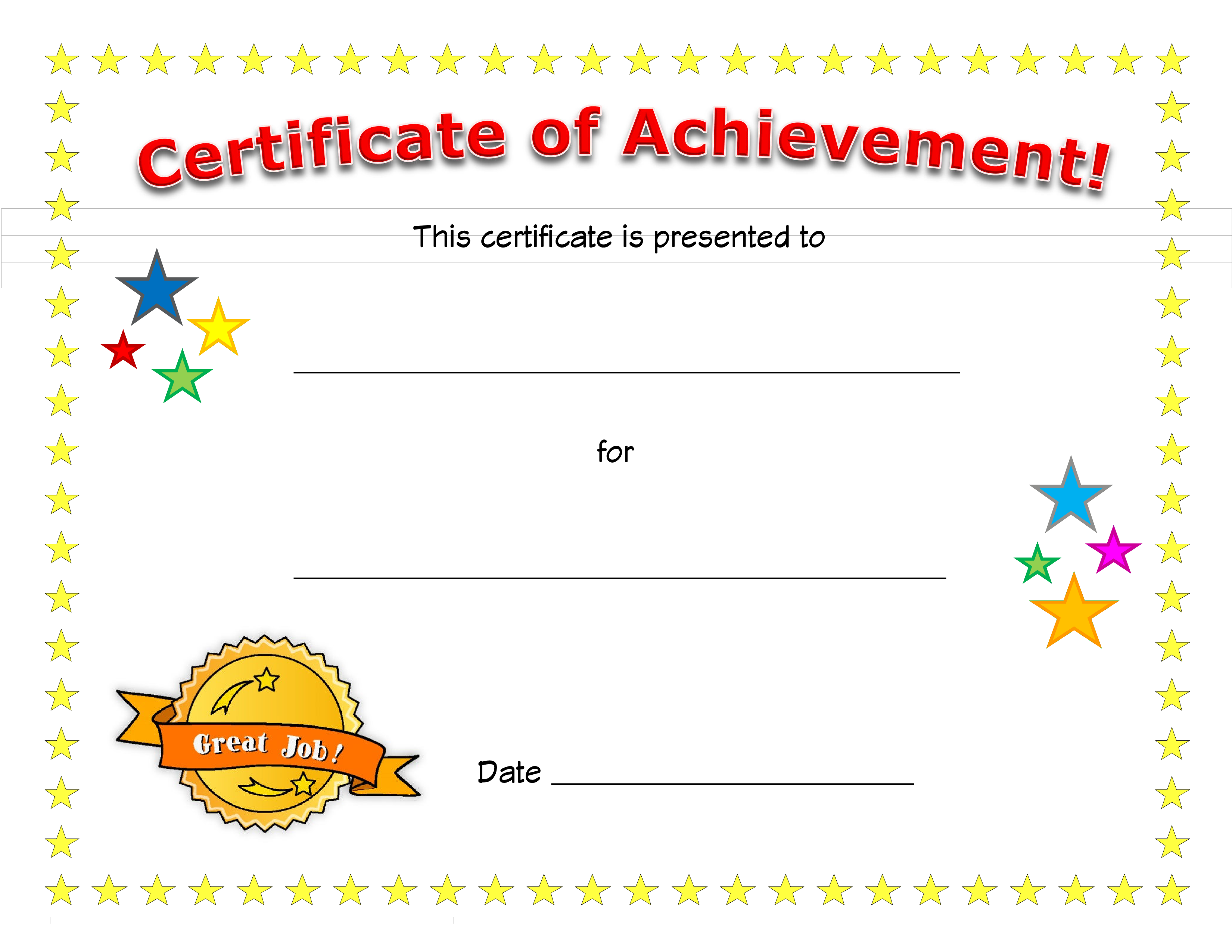Blank Certificate Of Achievement Templates At Allbusinesstemplates