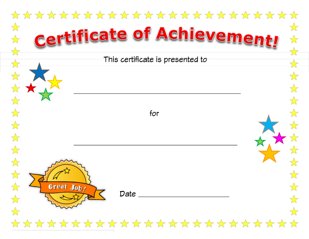 Blank Certificate Of Achievement Templates At Allbusinesstemplates