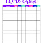 Blank Chore Chart Printable Template Business PSD Excel Word PDF