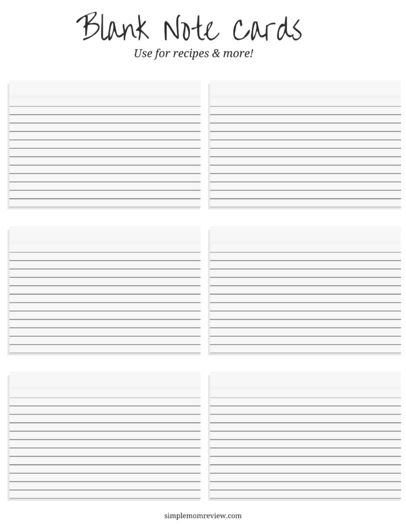 Blank Note Cards Free Printable Simple Mom Review
