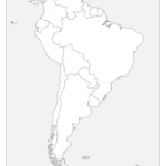 Blank Political Map South America Simple Flat Vector Image