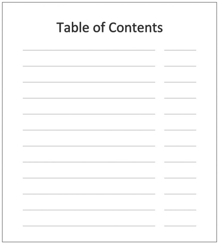 Blank Table Of Contents Template 4 TEMPLATES EXAMPLE TEMPLATES 
