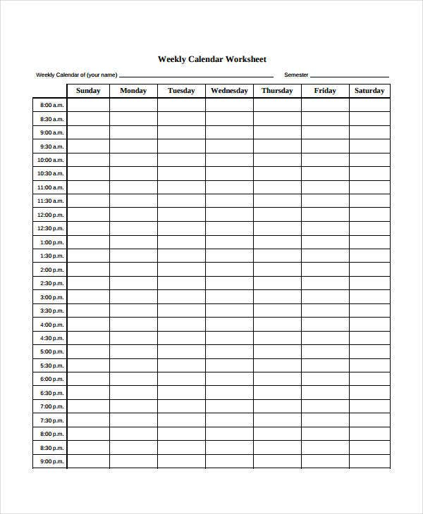 Blank Weekly Calendar 12 Free PDF Word Documents Download Free 