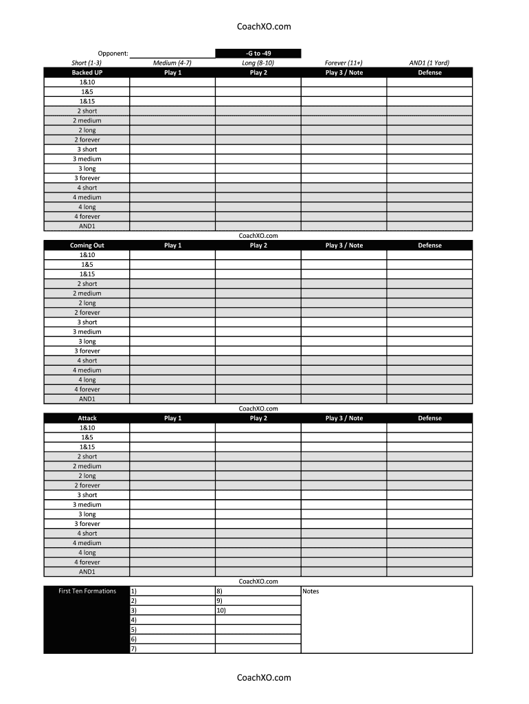 CoachXO Blank Football Play Sheet Template Form Fill And Sign 