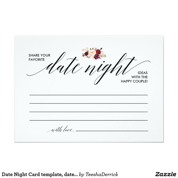 Date Night Card Template Date Night Ideas V3 Zazzle Card