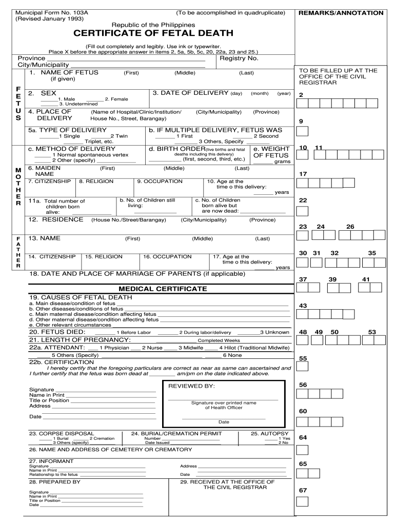 Death Certificate Template Philippines Fill Online Printable