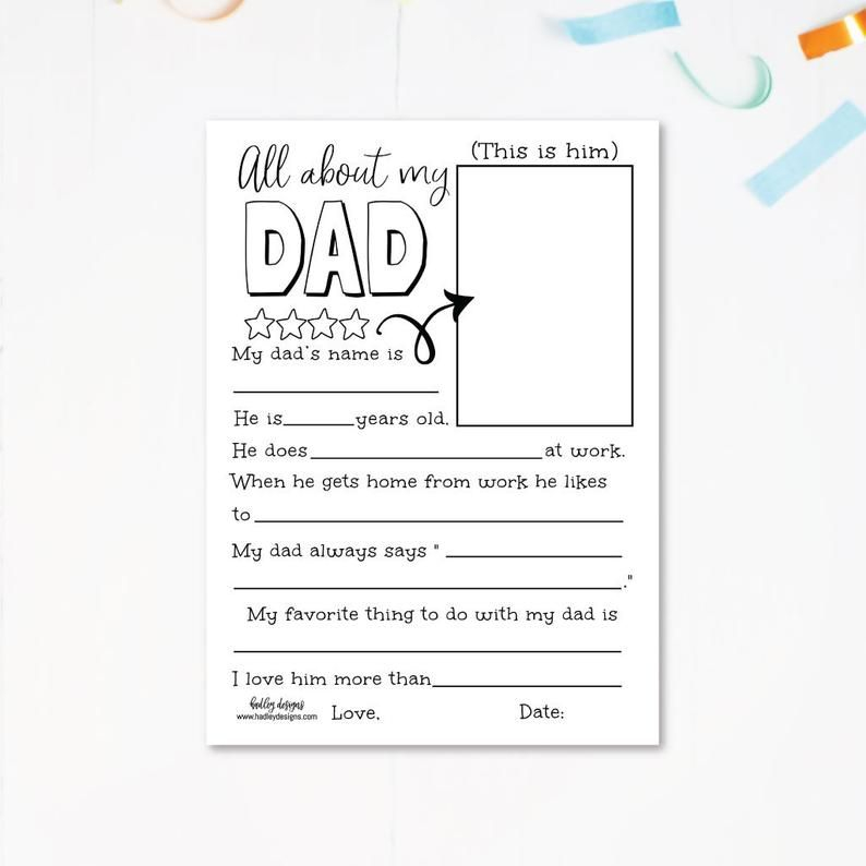Father s Day Fill In Printable Fill In The Blank Fathers Etsy 