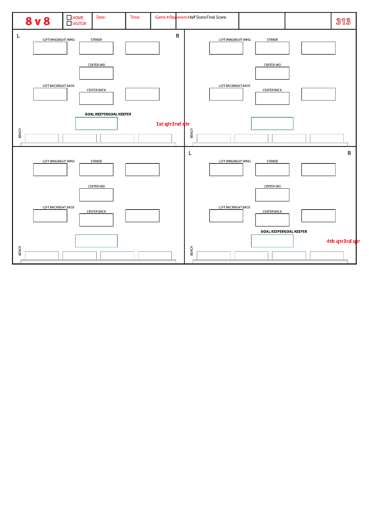 Fillable Soccer Formation Lineup Sheet 8v8 3 1 3 Printable Pdf Download