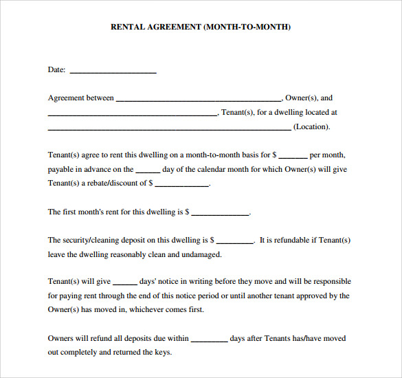 FREE 8 Sample Blank Rental Agreement Templates In PDF MS Word