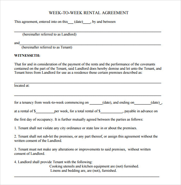 FREE 8 Sample Blank Rental Agreement Templates In PDF MS Word