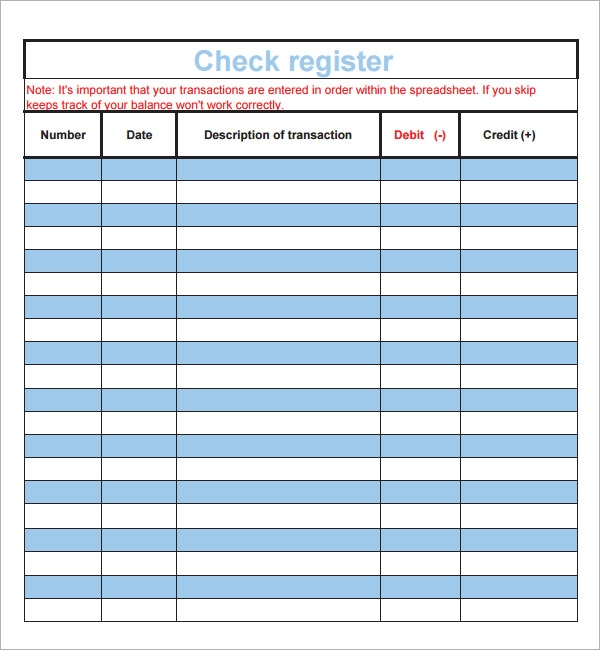 FREE 9 Sample Check Register Templates In PDF