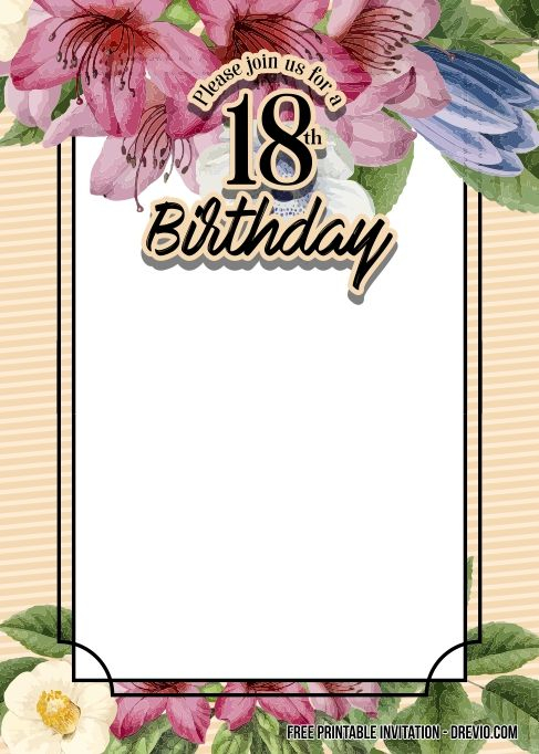 FREE Printable 18th Birthday Invitation Templates Birthday Invitation 