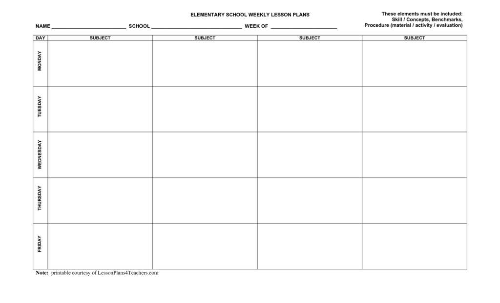 Free Printable Blank Lesson Plan Template Weekly Lesson Plan Template 