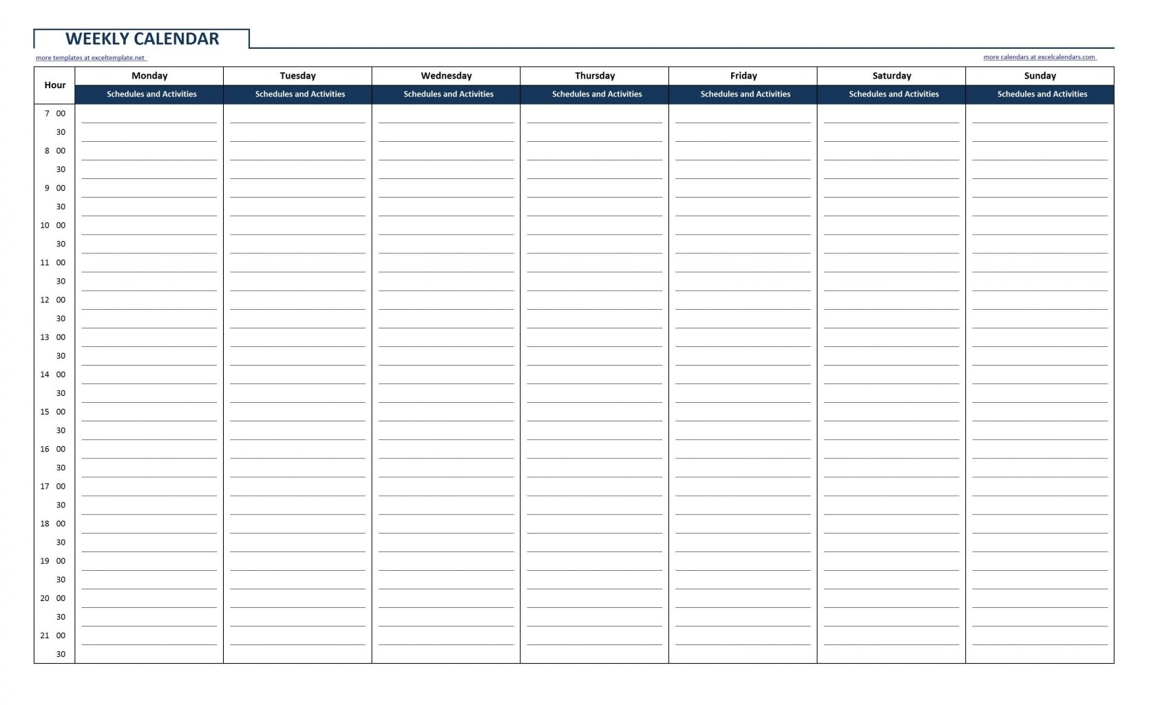 Weekly Blank Schedule Printable - Printableblank.net