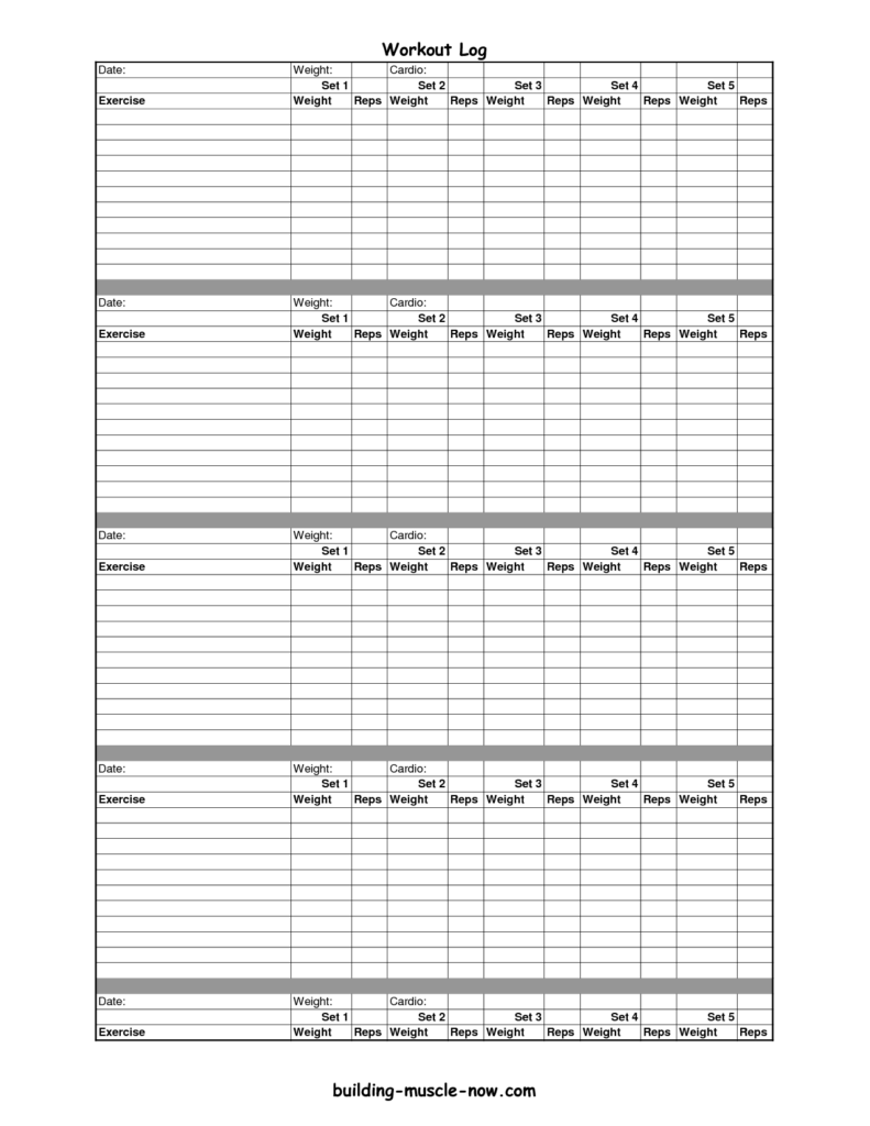 Free printable workout log Workout Template Workout Sheets Workout Log