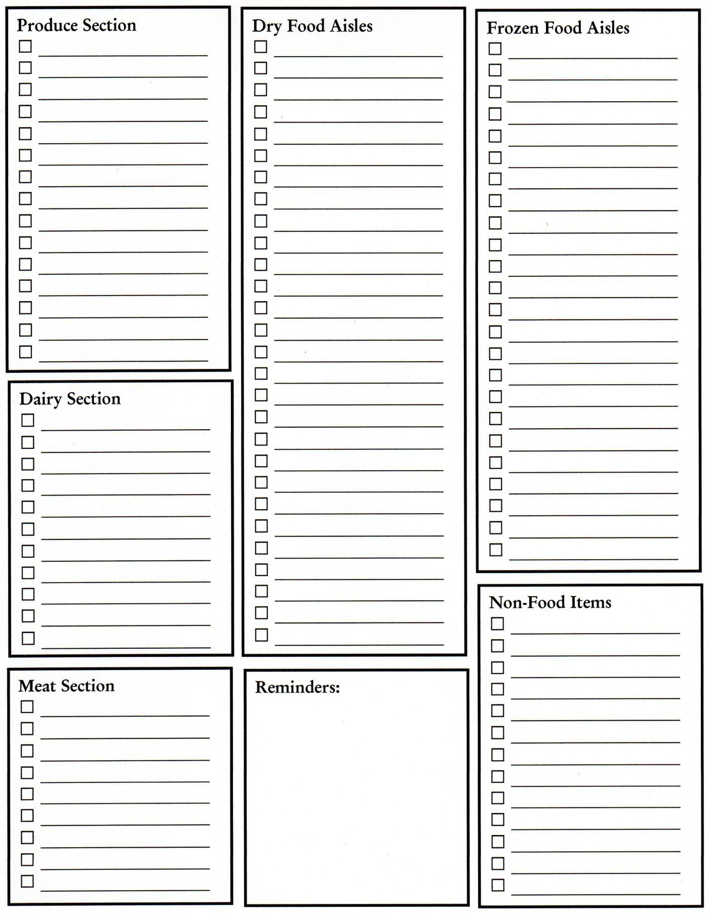 Grocery List Shopping List Template Grocery List Printable Grocery