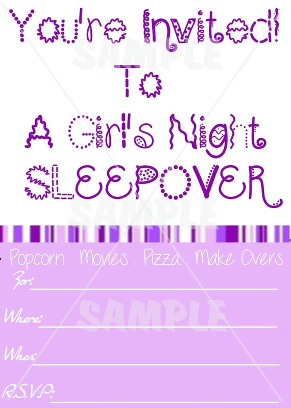 Items Similar To BLANK Purple Girl s Sleepover Invitation DOWNLOAD
