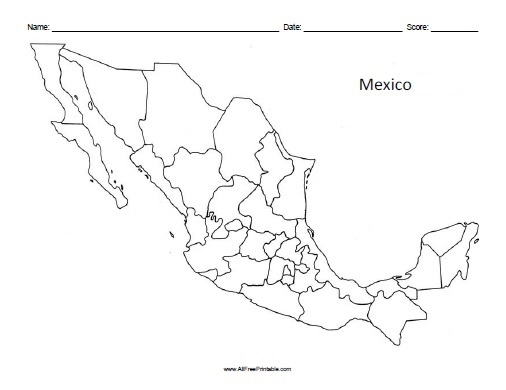 Mexico Blank Map Free Printable