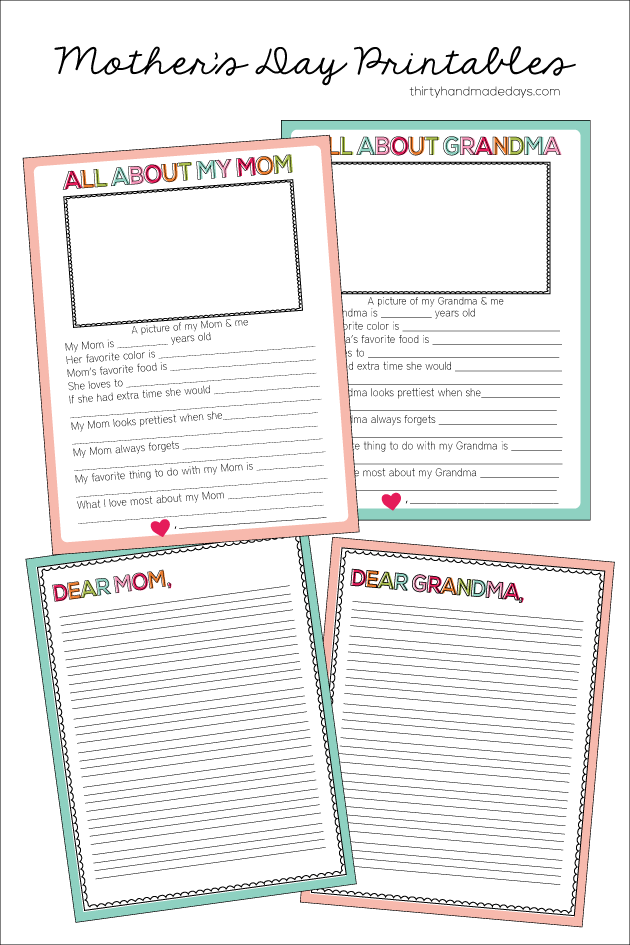 Mother s Day Fill In Sheet Mother s Day Printables Mothers Day 