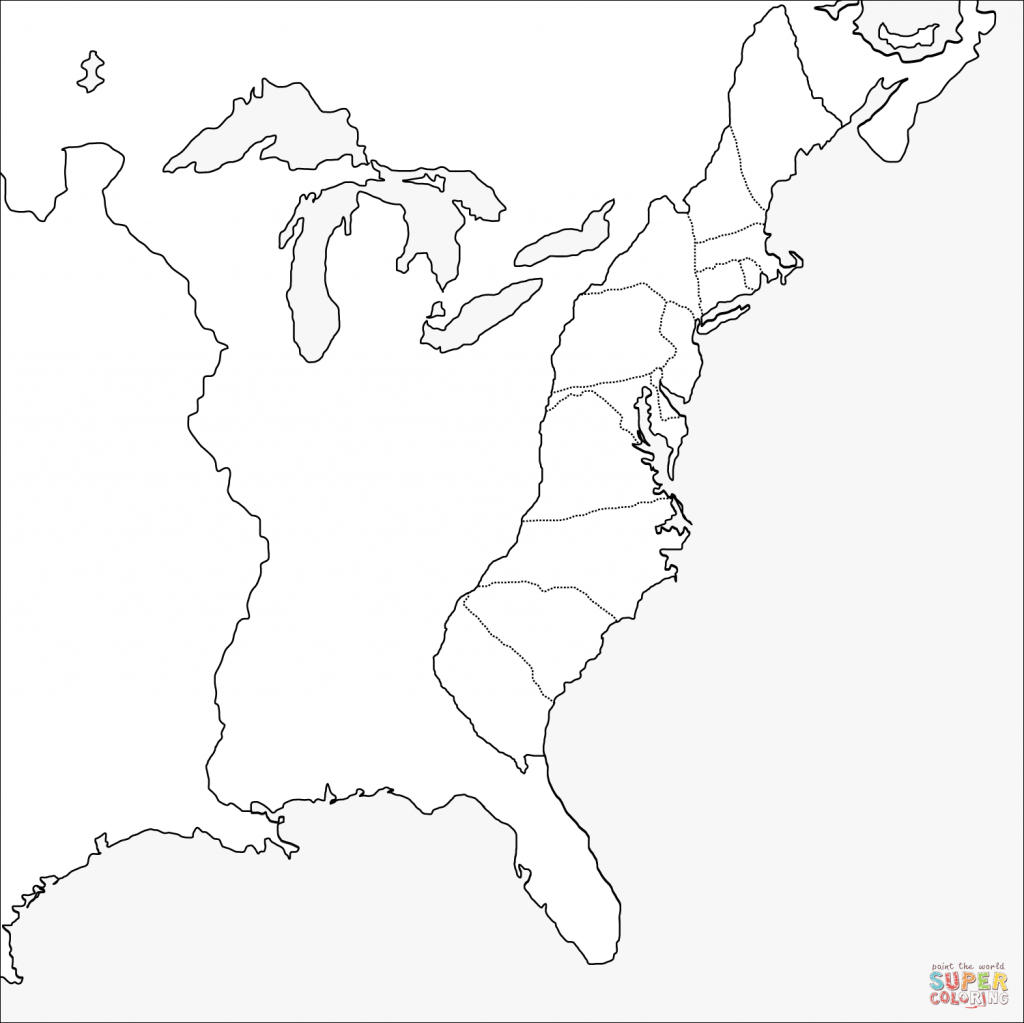 Outline Map 13 Colonies Printable Printable Maps