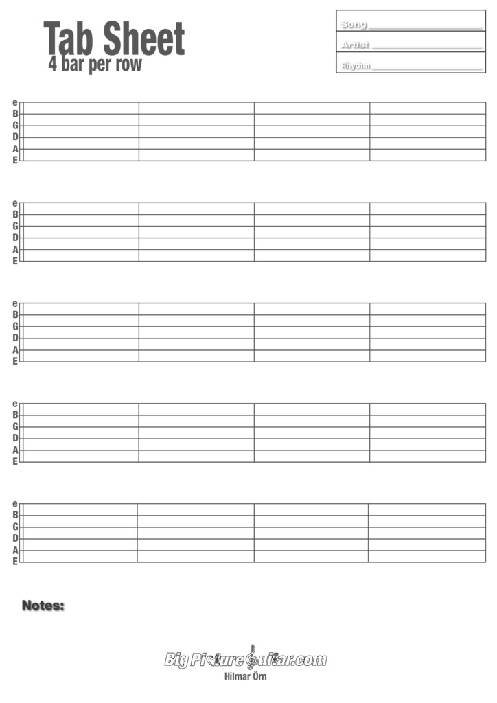 Printable Blank Guitar Tab Sheets Guitar Tabs Songs Guitar Tabs 