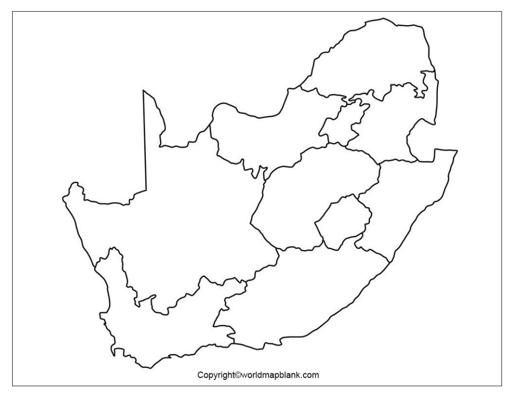 Printable Blank Map Of South Africa Outline Transparent PNG Map