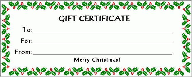 Printable Gift Certificates Christmas Gift Certificate Template 