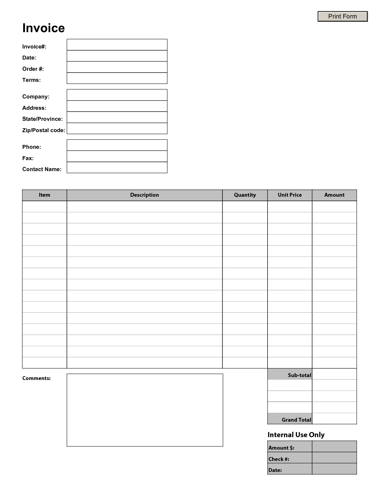 Free Printable Blank Invoice Templates Printableblank net