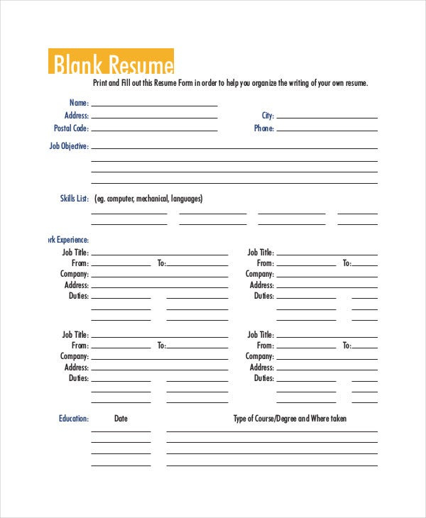 Printable Resume Template 37 Free Word PDF Documents Download 