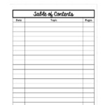 Table Of Contents Blank Template FREE Printable TpT