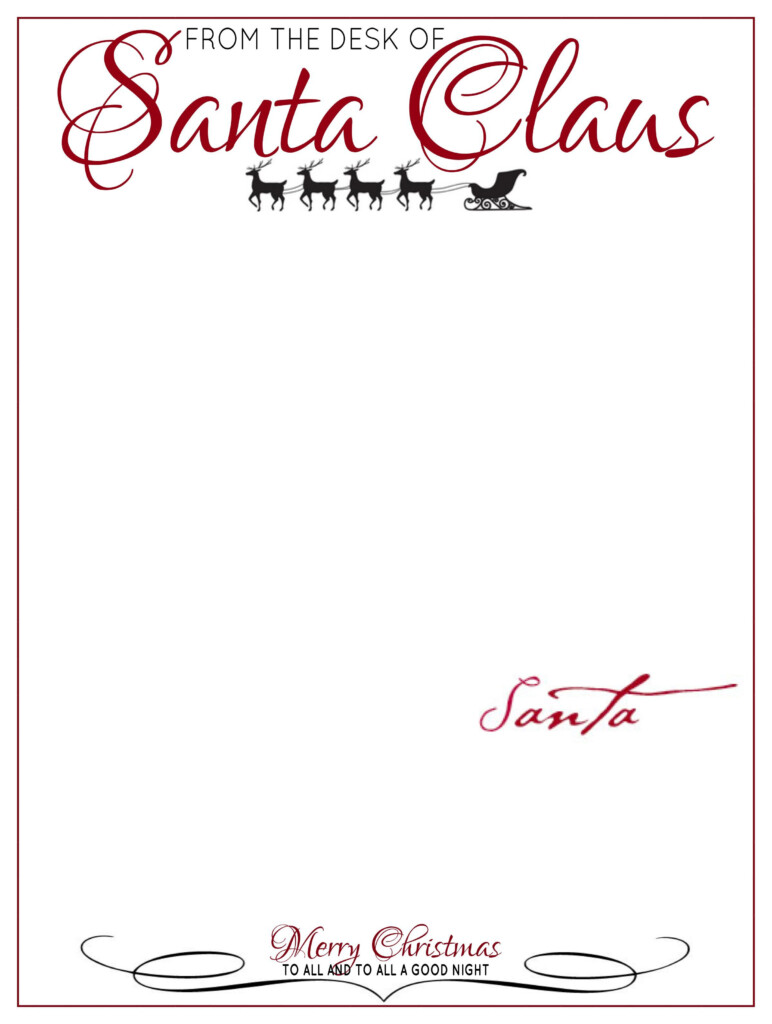 The Desk Of Letter Head From Santa Claus Santa Letter Template Santa 