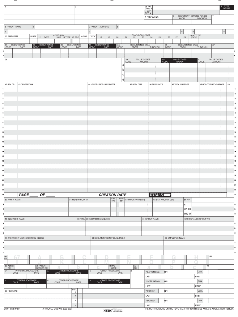 Ub 04 Form Fill Online Printable Fillable Blank PdfFiller